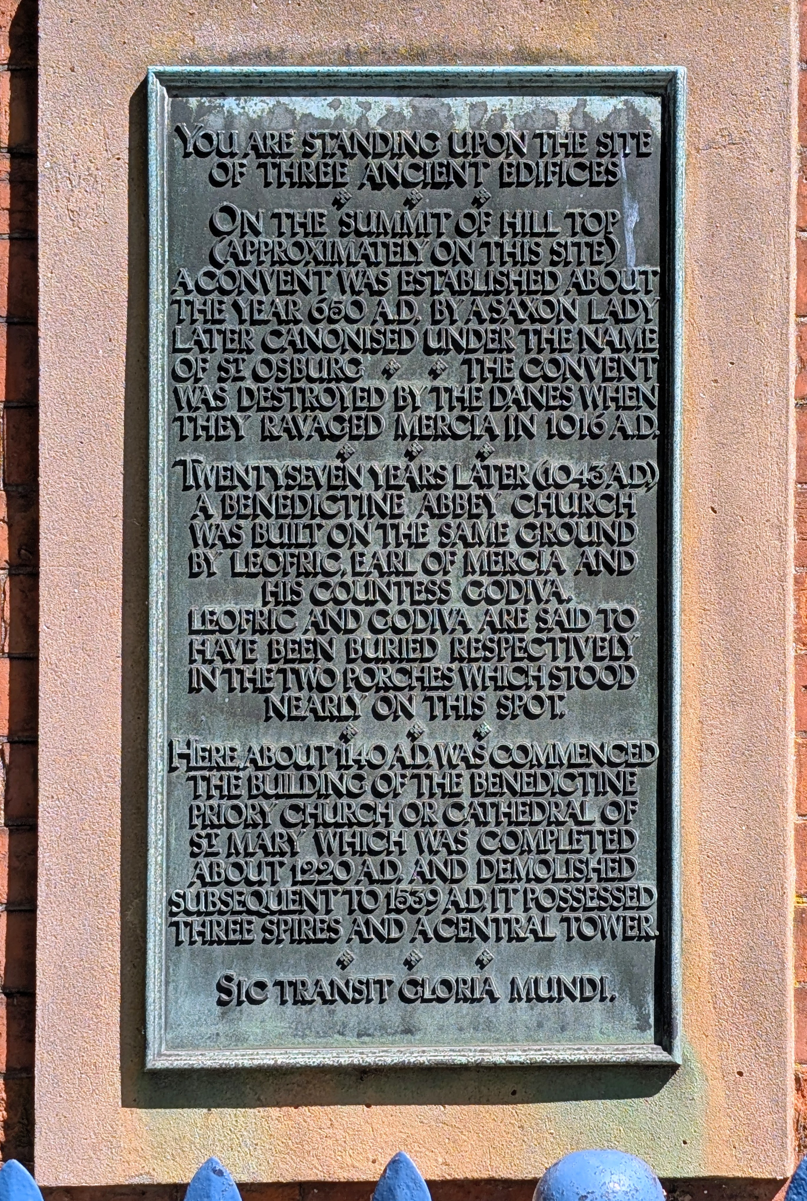 Historic wall plaque 